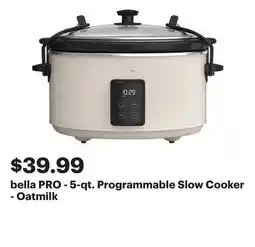 Best Buy bella PRO - 5-qt. Programmable Slow Cooker - Oatmilk offer