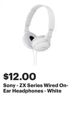 Best Buy Sony - ZX Series Wired On-Ear Headphones - White offer