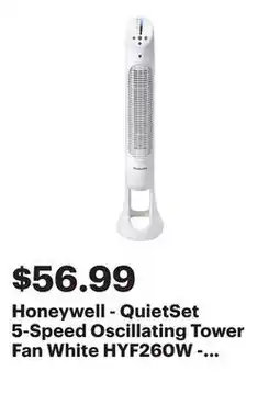 Best Buy Honeywell - QuietSet 5-Speed Oscillating Tower Fan White HYF260W - White offer