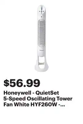 Best Buy Honeywell - QuietSet 5-Speed Oscillating Tower Fan White HYF260W - White offer