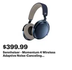 Best Buy Sennheiser - Momentum 4 Wireless Adaptive Noise-Canceling Over-The-Ear Headphones - Denim offer