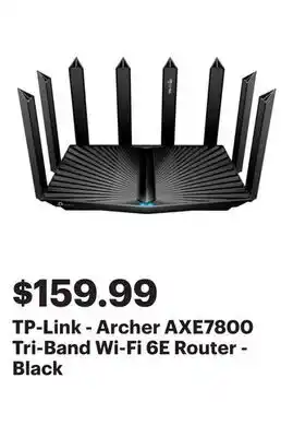 Best Buy TP-Link - Archer AXE7800 Tri-Band Wi-Fi 6E Router - Black offer