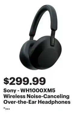 Best Buy Sony - WH1000XM5 Wireless Noise-Canceling Over-the-Ear Headphones - Black offer