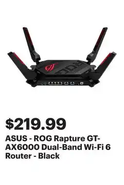 Best Buy ASUS - ROG Rapture GT-AX6000 Dual-Band Wi-Fi 6 Router - Black offer