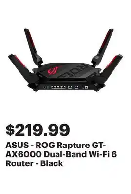 Best Buy ASUS - ROG Rapture GT-AX6000 Dual-Band Wi-Fi 6 Router - Black offer