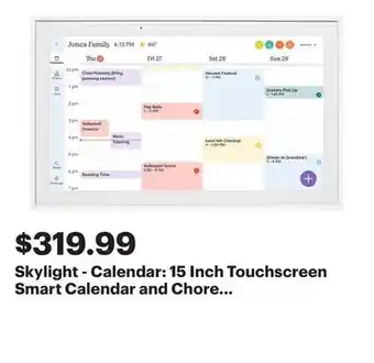 Best Buy Skylight - Calendar: 15 Inch Touchscreen Smart Calendar and Chore Chart - White offer