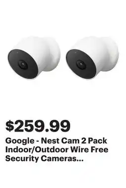 Best Buy Google - Nest Cam 2 Pack Indoor/Outdoor Wire Free Security Cameras - Snow offer