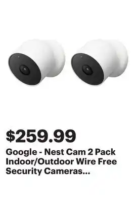 Best Buy Google - Nest Cam 2 Pack Indoor/Outdoor Wire Free Security Cameras - Snow offer