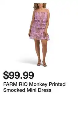 Marshalls FARM RIO Monkey Printed Smocked Mini Dress offer