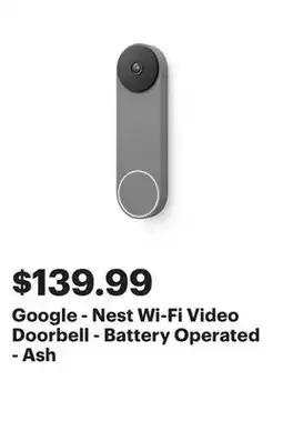 Best Buy Google - Nest Wi-Fi Video Doorbell - Battery Operated - Ash offer