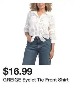 Marshalls GREIGE Eyelet Tie Front Shirt offer