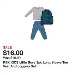 Marshalls RBX KIDS Little Boys 3pc Long Sleeve Tee Vest And Joggers Set offer