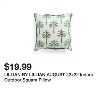 Marshalls LILLIAN BY LILLIAN AUGUST 22x22 Indoor Outdoor Square Pillow offer