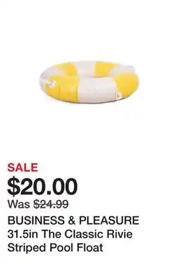 Marshalls BUSINESS & PLEASURE 31.5in The Classic Rivie Striped Pool Float offer