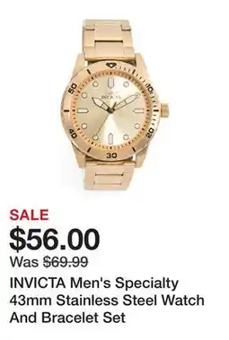 Marshalls INVICTA Men's Specialty 43mm Stainless Steel Watch And Bracelet Set offer