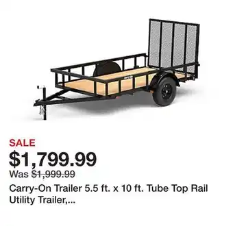 Tractor Supply Company Carry-On Trailer 5.5 ft. x 10 ft. Tube Top Rail Utility Trailer, 2,076 lb. Max Capacity offer