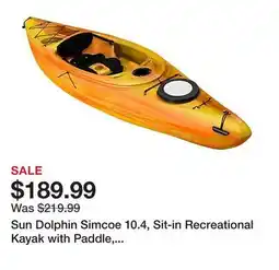 Tractor Supply Company Sun Dolphin Simcoe 10.4, Sit-in Recreational Kayak with Paddle, Tequila Sunrise offer