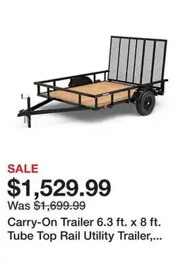 Tractor Supply Company Carry-On Trailer 6.3 ft. x 8 ft. Tube Top Rail Utility Trailer, 1,275 lb. Max Capacity offer