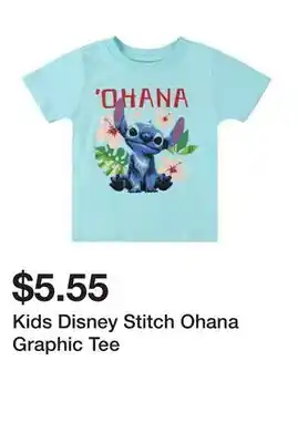 Five Below Kids Disney Stitch Ohana Graphic Tee offer