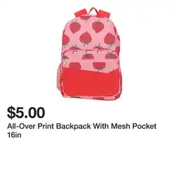 Five Below All-Over Print Backpack With Mesh Pocket 16in offer