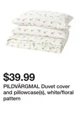 Ikea PILDVÄRGMAL Duvet cover and pillowcase(s), white/floral pattern offer