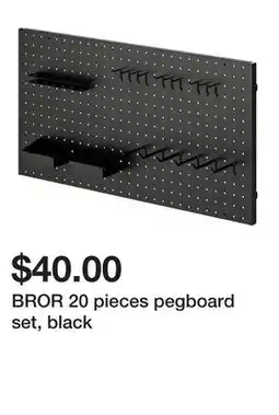 Ikea BROR 20 pieces pegboard set, black offer
