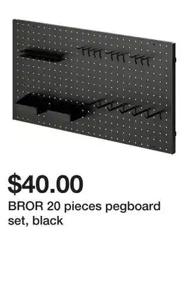 Ikea BROR 20 pieces pegboard set, black offer