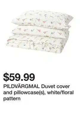 Ikea PILDVÄRGMAL Duvet cover and pillowcase(s), white/floral pattern offer