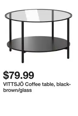 Ikea VITTSJÖ Coffee table, black-brown/glass offer