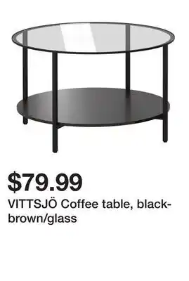 Ikea VITTSJÖ Coffee table, black-brown/glass offer