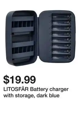 Ikea LITOSFÄR Battery charger with storage, dark blue offer