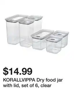 Ikea KORALLVIPPA Dry food jar with lid, set of 6, clear offer
