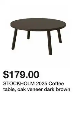 Ikea STOCKHOLM 2025 Coffee table, oak veneer dark brown offer