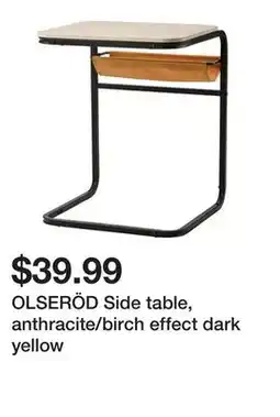 Ikea OLSERÖD Side table, anthracite/birch effect dark yellow offer