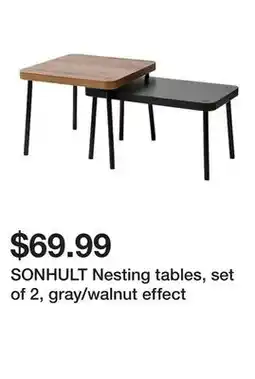 Ikea SONHULT Nesting tables, set of 2, gray/walnut effect offer