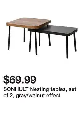 Ikea SONHULT Nesting tables, set of 2, gray/walnut effect offer