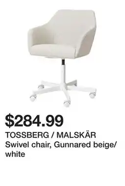 Ikea TOSSBERG / MALSKÄR Swivel chair, Gunnared beige/white offer