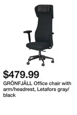 Ikea GRÖNFJÄLL Office chair with arm/headrest, Letafors gray/black offer