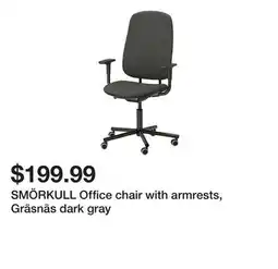 Ikea SMÖRKULL Office chair with armrests, Gräsnäs dark gray offer