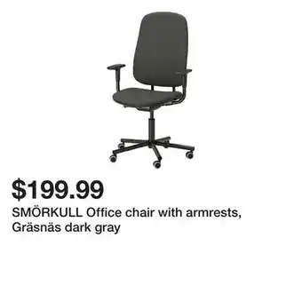 Ikea SMÖRKULL Office chair with armrests, Gräsnäs dark gray offer