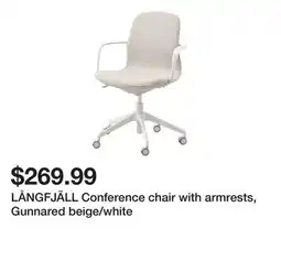 Ikea LÅNGFJÄLL Conference chair with armrests, Gunnared beige/white offer
