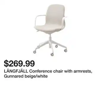 Ikea LÅNGFJÄLL Conference chair with armrests, Gunnared beige/white offer