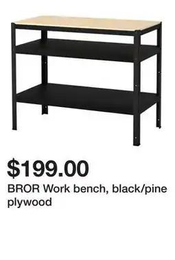 Ikea BROR Work bench, black/pine plywood offer
