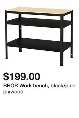 Ikea BROR Work bench, black/pine plywood offer