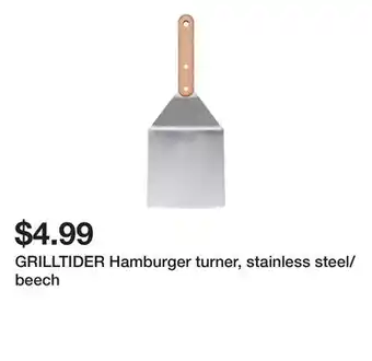 Ikea GRILLTIDER Hamburger turner, stainless steel/beech offer
