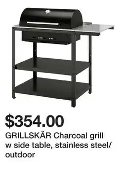 Ikea GRILLSKÄR Charcoal grill w side table, stainless steel/outdoor offer