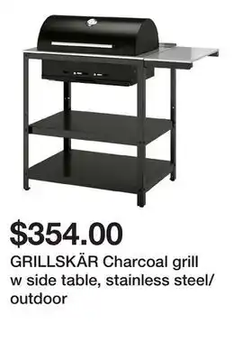 Ikea GRILLSKÄR Charcoal grill w side table, stainless steel/outdoor offer