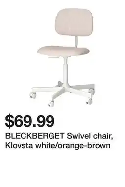 Ikea BLECKBERGET Swivel chair, Klovsta white/orange-brown offer