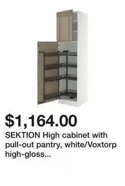 Ikea SEKTION High cabinet with pull-out pantry, white/Voxtorp high-gloss dark grey-brown offer