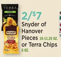 Heinen's Snyder of Hanover Pieces 10-11.25 OZ. or Terra Chips 5 OZ offer